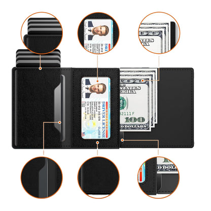 Brown/Black/Carbon RFID AirTag Wallet Slim Brown/Black/Carbon RFID AirTag Wallet Inside