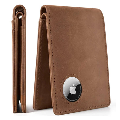 Slim AirTag-compatible RFID wallet with multi-card holder compartments